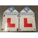 Two RAC Driving Instructor n0. 4572 and 4523 vitreous enamel signs.