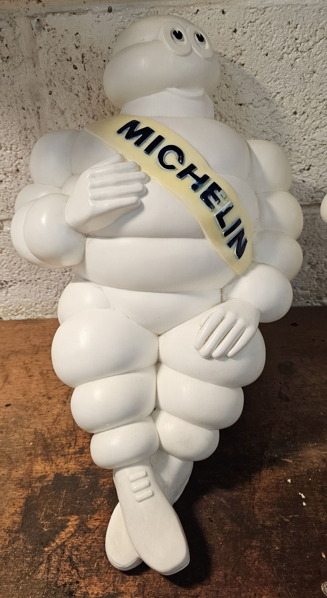 A Bibendum or Michelin Man plastic seated lamp, lacking lighting, 50cm and a standing example, - Image 2 of 4