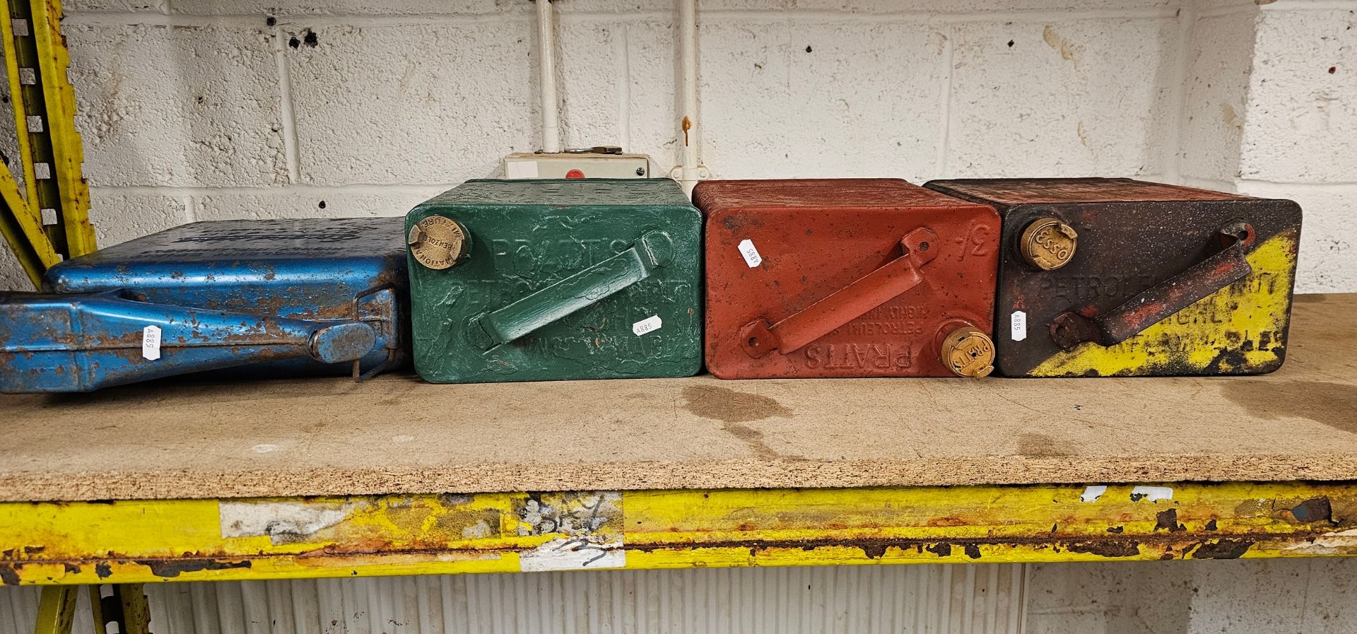 Two Pratts Motor Spirit two gallon petrol cans, with caps, an unmarked example and an Eversure can - Image 2 of 2