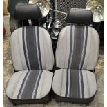 A pair of MGB rubber bumper blue deck chair front seats