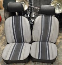 A pair of MGB rubber bumper blue deck chair front seats