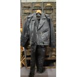 Echtes Leder, a Gallanto leather jacket with motif on the back, size XL and a pair of JTS leather