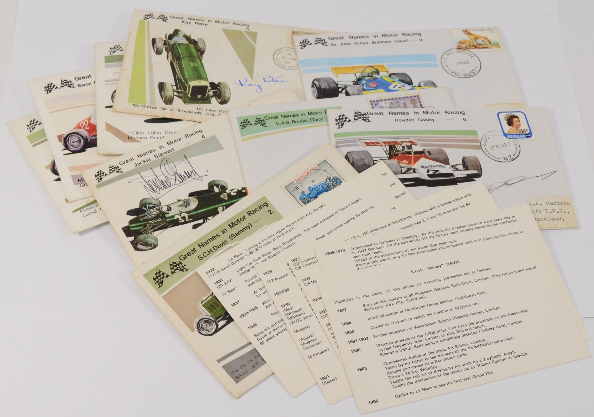 Nine Great Names in Motor Racing original signed first day covers, Taso Mathieson, Kay Petre, Jackie - Image 3 of 3