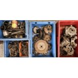 A collection of Blackbourne engine parts to include crankcases, cranks, and pistons