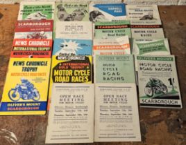 17 Olivers Mount race programs, c.1946 - 1958 and one Cadwell (18)