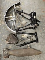 A plunger rear frame, a swinging arm and other parts