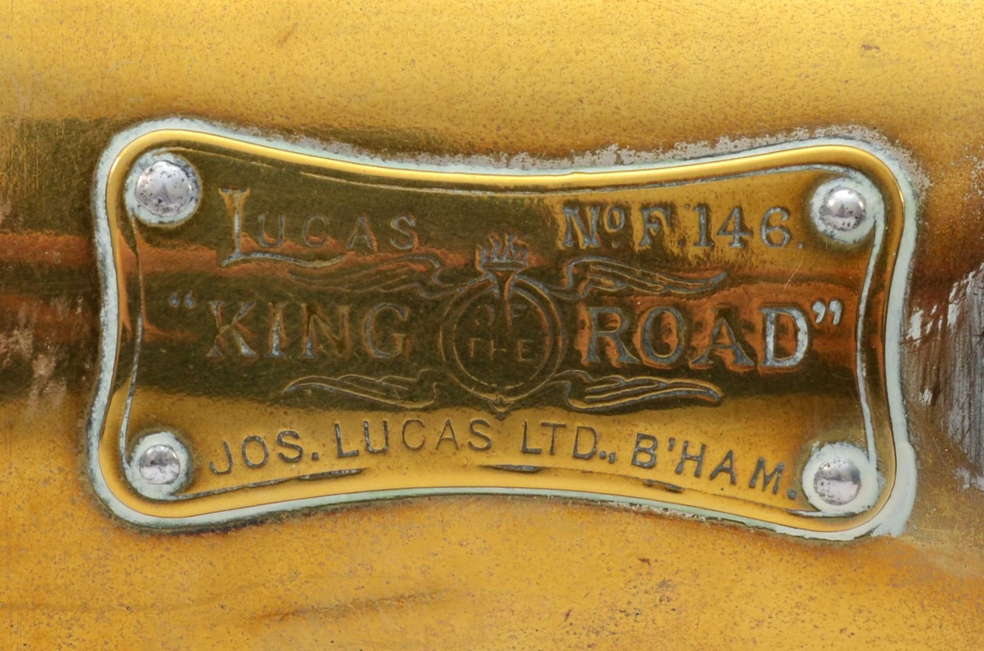 A brass era King of the Road by Lucas oil fired side lamp, No 146, 21cm. - Image 3 of 3