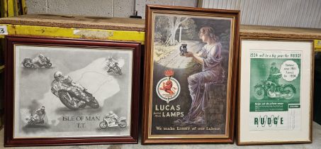 Lucas Lamps, a reproduction print, 66 x 46cm, Rudge and Isle of Man TT (3)