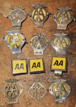 Eleven AA and RAC car bumper badges