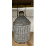 A Regent Oil Co. galvanised five gallon pyramid can, cap, 56cm with hand raised.