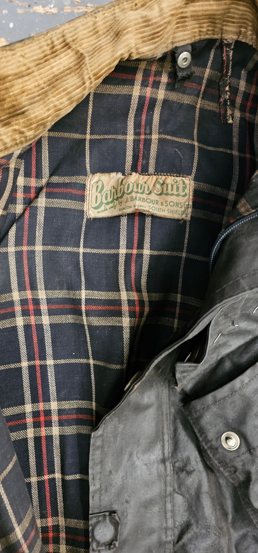 A Barbour wax jacket, size L, an unbranded pair of trousers and a ladies pair of Barbour wax - Image 3 of 4