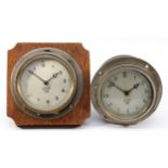 Two Smiths of London nickel car clocks, c.1930's, both with no numbers