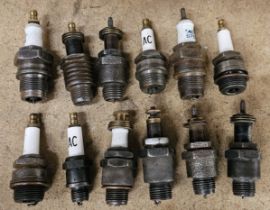 12 Various vintage spark plugs
