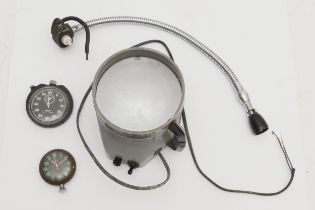 A Smiths Rally Timer pocket watch, another timer pocket watch, a Barrow period rally illuminated map
