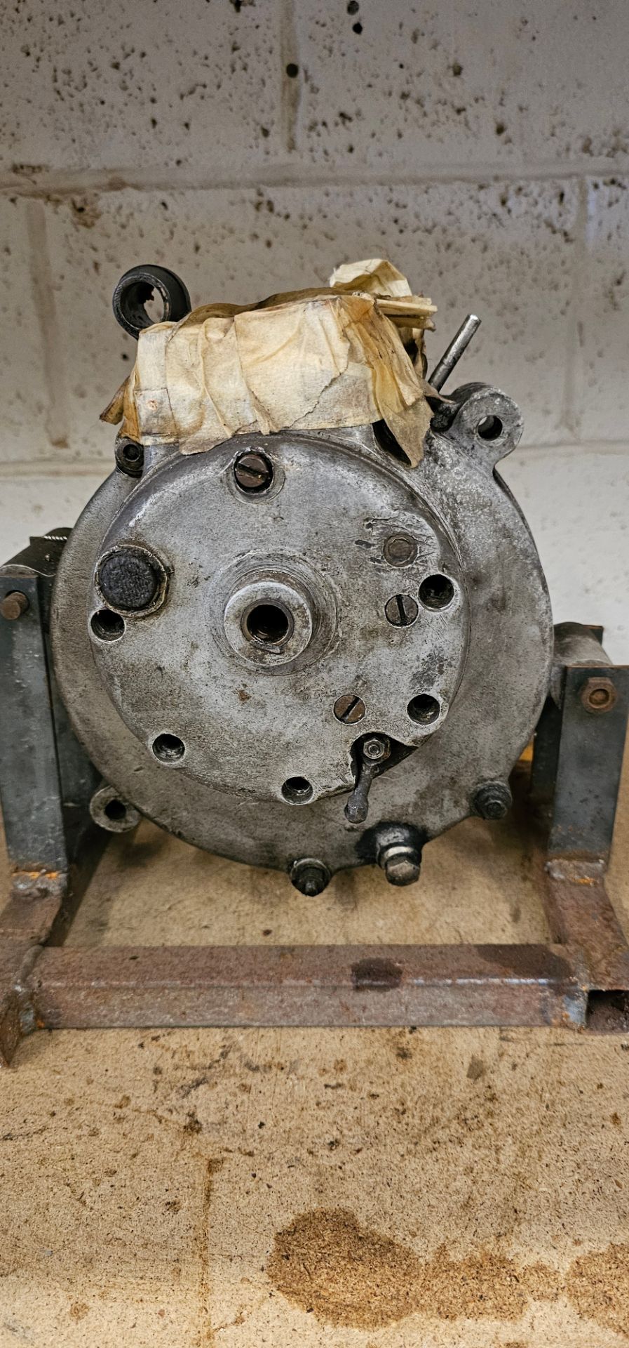 A Triumph Model H crankcase and flywheel, no 67137