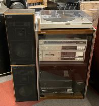 A 1980s Philips Hi-Fi stack system, comprising a turntable FP140, a receiver FF140, a cassette