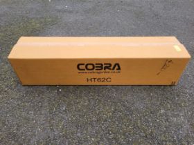 A Cobra HT62C 22cc petrol two stroke 62cm double sided hedge trimmer, unused in box.