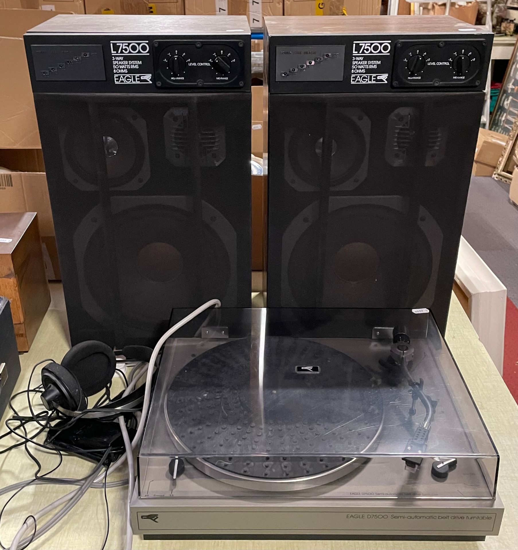 An Eagle Hi-Fi stack system, comprising cassette deck, amplifier, tuner T7400, turntable D7500, a