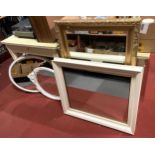 A large gilt framed overmantle mirror, 103x70cm, together with three painted pine wall mirrors. (4)