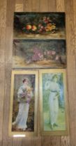 A pair of Victorian still life paintings, oil on canvas, indistinctly signed, 45x25cm , together