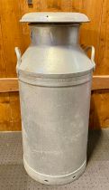 Northern Dairy; a galvanised metal twin handled milk churn, 78cm high