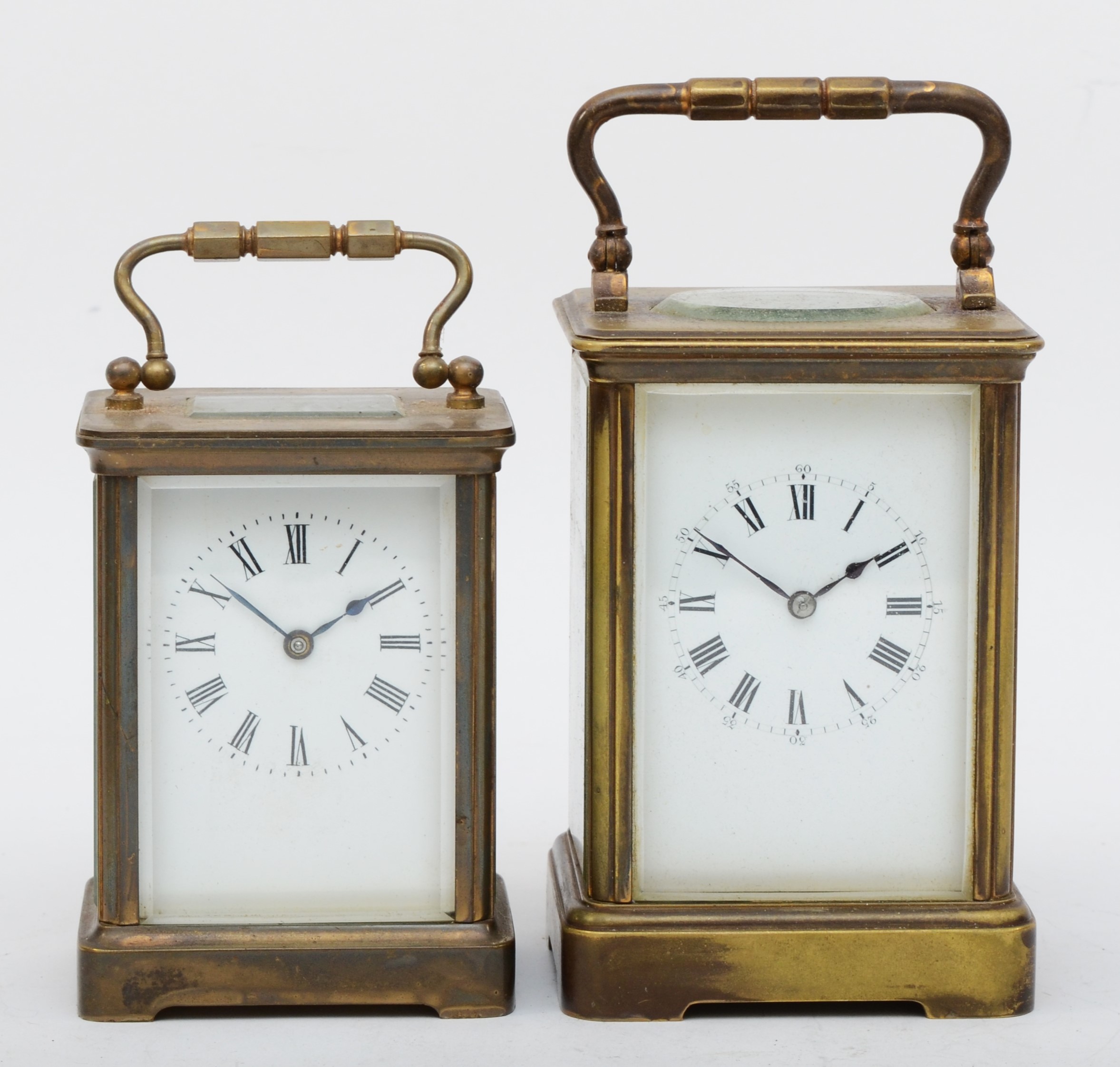 Richard et Cie; a 20th century brass cased clock, the white dial with black Roman numerals, raised