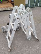 An aluminium collapsible ladder and a platform.