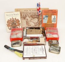 Various needlework and leatherwork tools and accessories