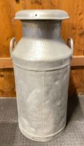 Gloucestershire Dairy; a galvanised metal twin handled milk churn, 78cm high