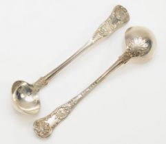 A pair of Victorian silver Queens pattern sauce ladles, by Henry Holland, London 1847, 15cm, 70gm.