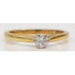 An 18ct gold single stone brilliant cut diamond dress ring, estimated weight .25, K, 2.1gm.