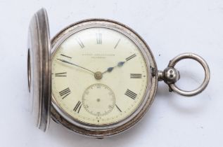 Louis Abrahamson of Glasgow, a silver cased half hunter key wind fusee pocket watch, Chester 1897,