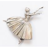 A silver ballerina brooch, by Frederick Massingham, Birmingham 1947, 7 x 5.5cm, 19gm.