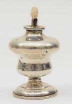 An Edward VII silver petrol footed urn table lighter, by Arthur Willmore Pennington, Birmingham