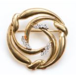 A 375 gold brilliant cut diamond brooch, 24mm, 3.5gm.