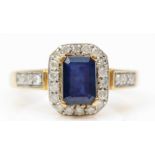 A 9ct gold treated sapphire and diamond dress ring, N, 3.6gm.