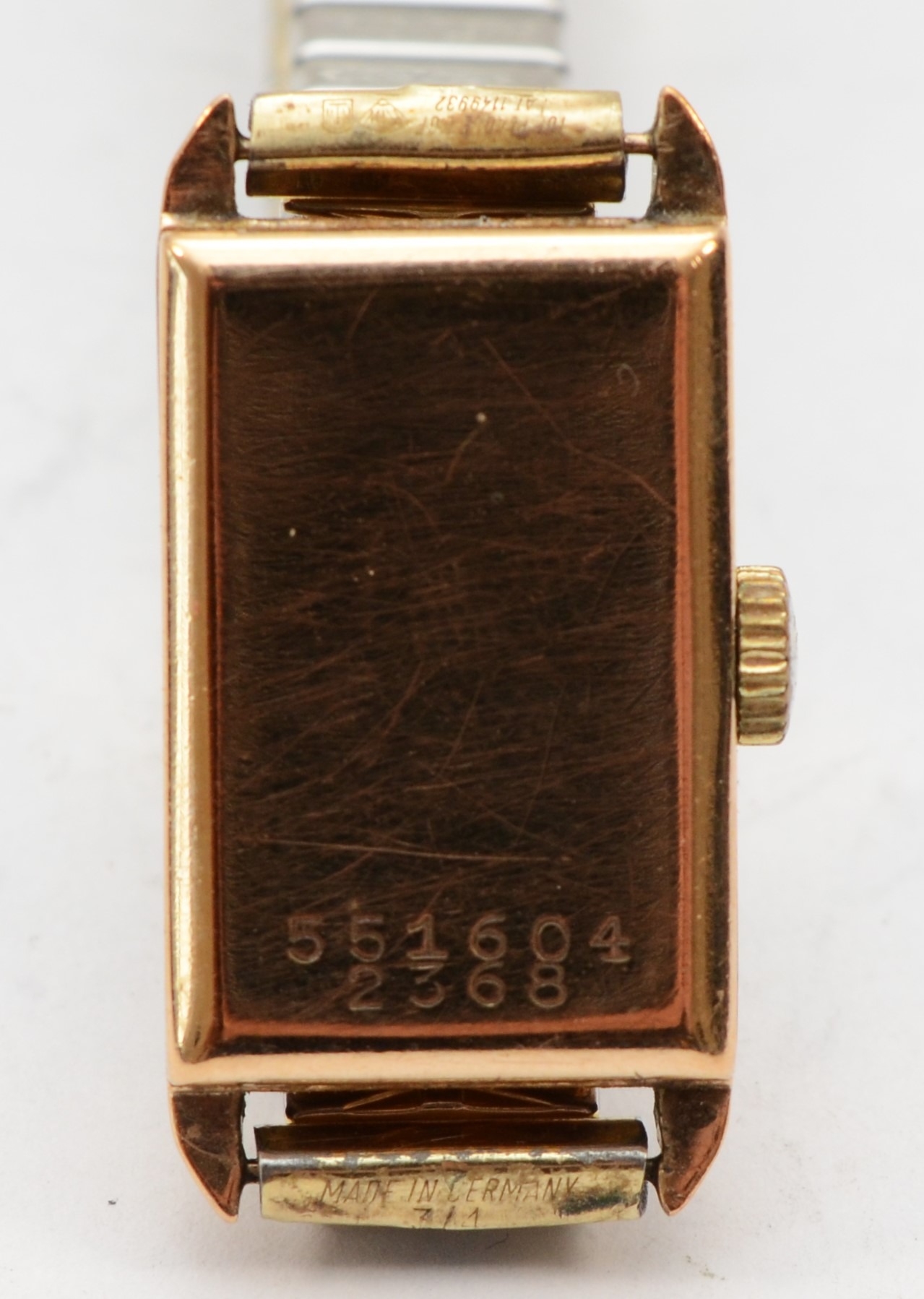 Rolco, A 9ct gold cased rectangular Ladies wrist watch, the silvered dial set with Arabic - Image 2 of 3