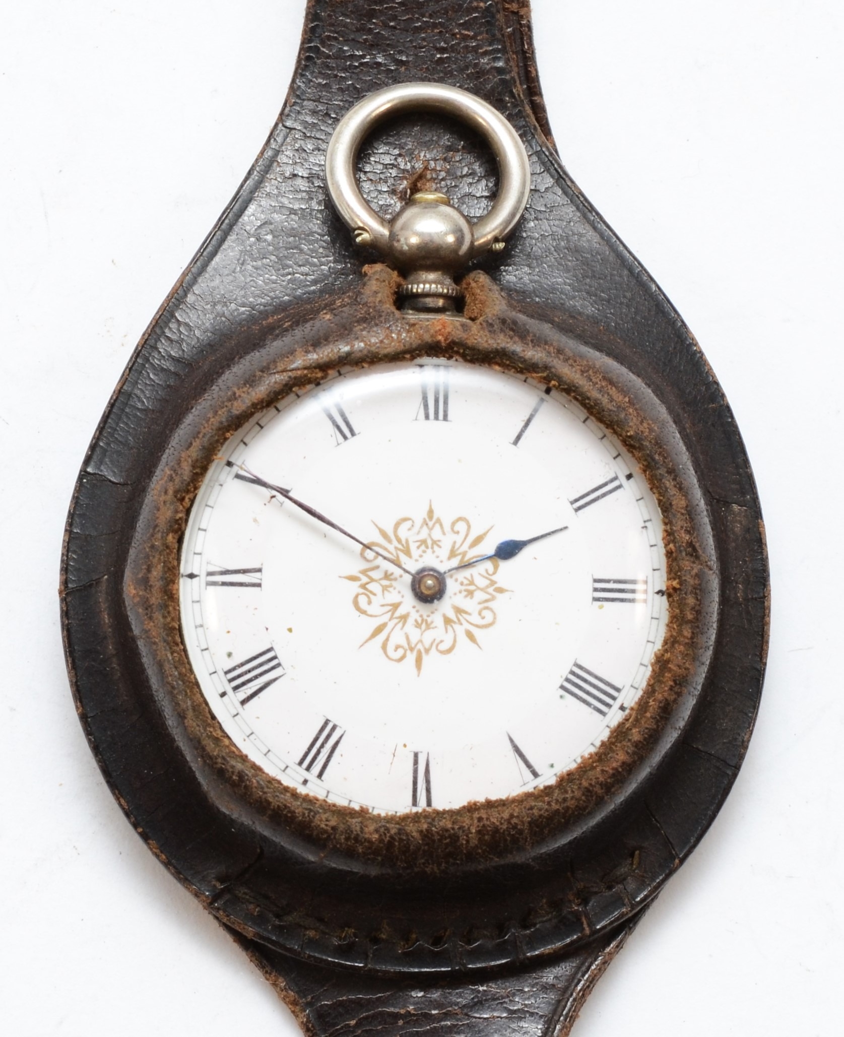 DF&C, An early 20th century fine silver key wind fob watch, the enamel dial set with Roman numerals,