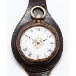 DF&C, An early 20th century fine silver key wind fob watch, the enamel dial set with Roman numerals,