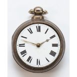 A Victorian silver cased open faced key wind fusee pocket watch, Birmingham 1866, the enamel dial