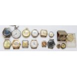 A group of strapless wrist watches to include a Muralt Watch 15 jewel movement.