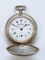 H & J. Blumenthal Freres, a 800 silver Constantinople hunter key wind pocket watch, the enamel