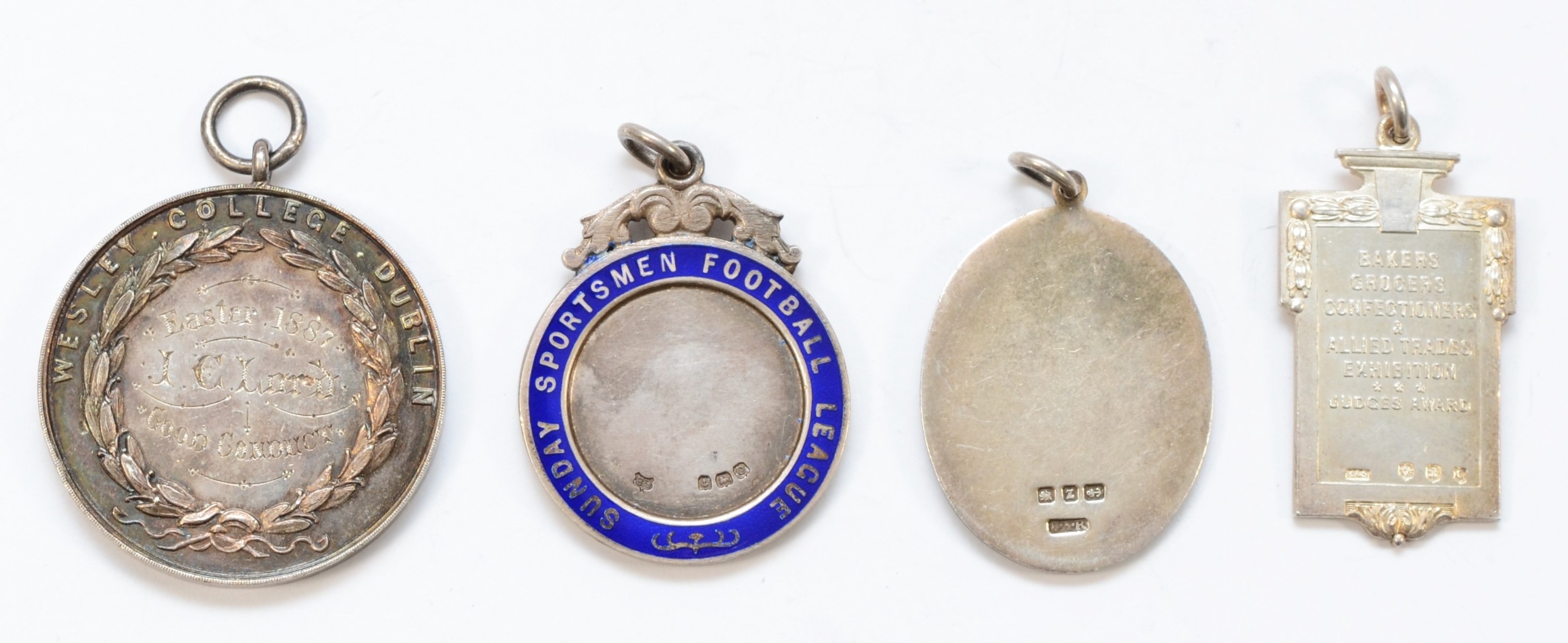 Four silver medallions comprising of, a silver and enamel London Academy of Music Causy Honoris - Image 2 of 2