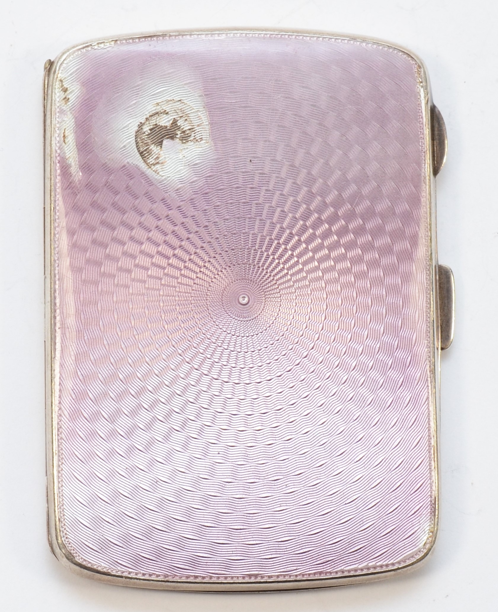 A George V silver and guilloche enameled cigarette case, by Henry Matthews, Birmingham 1929,