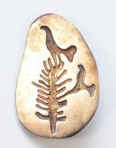 A Danish sterling silver Modernist tree and bird brooch, by A Dragsted, stamped 1968, 40 x 27mm,