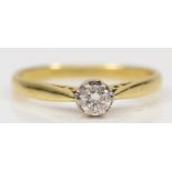 An 18ct gold single stone brilliant cut diamond ring, M, 2.2gm