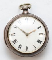 Ballard of Cranbrook, a sliver cased open faced key wind fusee pocket watch, London 1832, the enamel