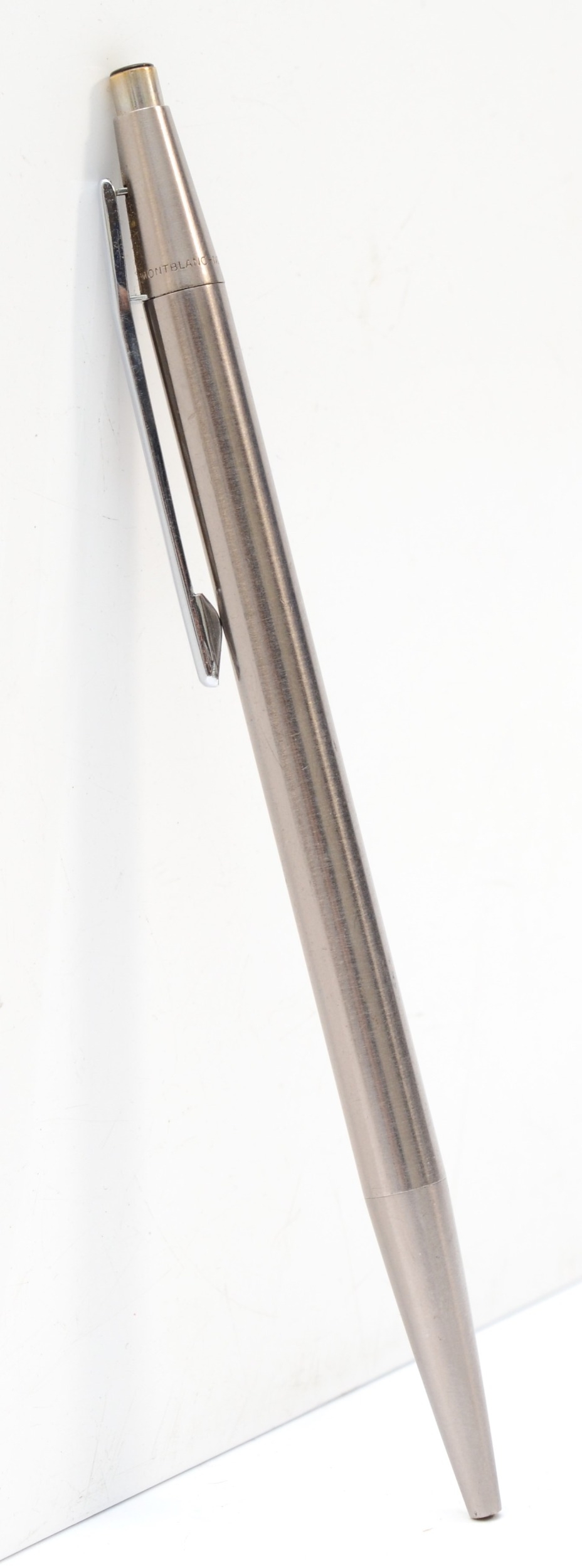 Montblanc, a stainless steel bodied Noblesse ball point pen, 13.5cm, the pen wont click to the on