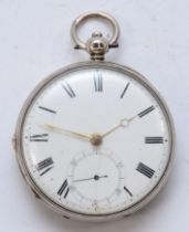 Cave of Plymouth, a silver cased open faced key wind pocket watch, London 1854, the enamel dial