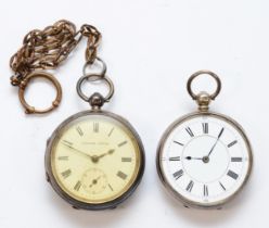 Two silver open faced key wind pocket watches to include a C Gardner of Hull example, movement N0